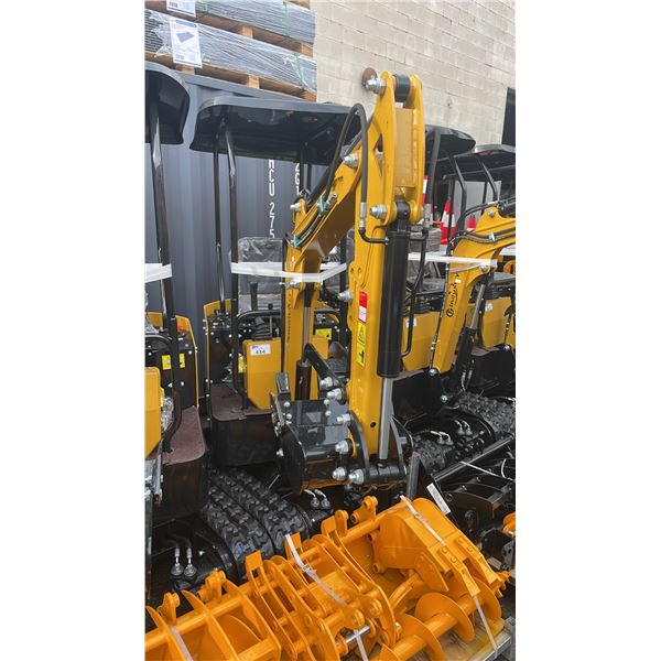 AGT INDUSTRIAL H12R YELLOW 13.5 HP GAS POWERED RUBBER TRACK MINI EXCAVATOR WITH ATTACHED