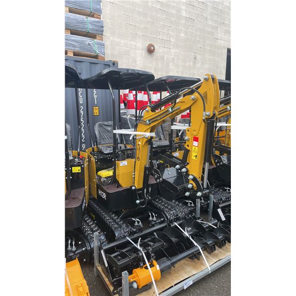 AGT INDUSTRIAL H12R YELLOW 13.5 HP GAS POWERED RUBBER TRACK MINI EXCAVATOR WITH ATTACHED