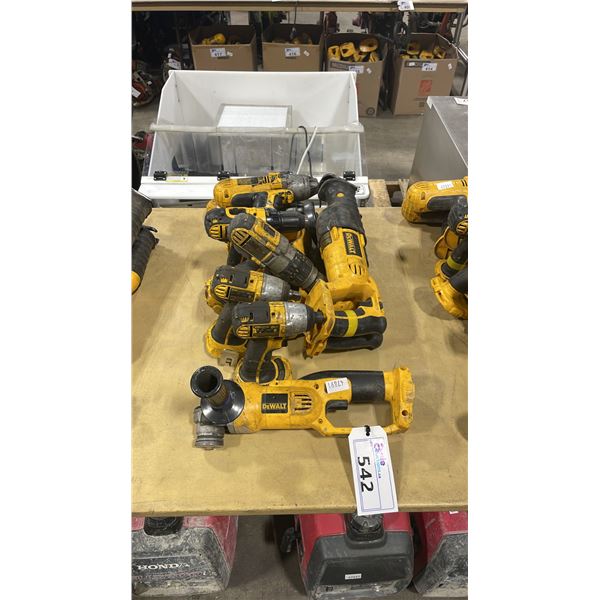 10 ASSORTED DEWALT CORDLESS POWER TOOLS INCLUDING RECIPROCATING SAWS, DRILLS & GRINDERS