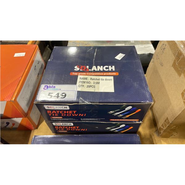 2 CASES OF 20 SDLANCH RATCHET TIE DOWN STRAPS