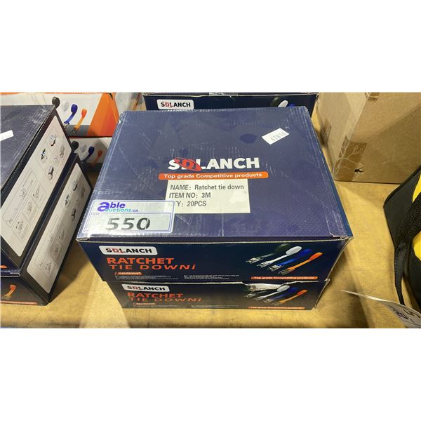 2 CASES OF 20 SDLANCH RATCHET TIE DOWN STRAPS