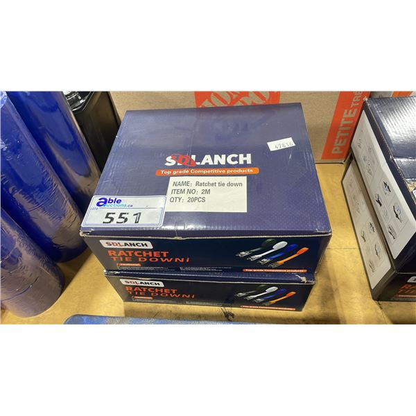 2 CASES OF 20 SDLANCH RATCHET TIE DOWN STRAPS