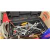 Image 2 : TOOL BOX OF ASSORTED TOOLS, ELECTRIC DEWALT CIRCULAR SAW, 12 ROLLS OF BLUE U-LINE TAPE & CRAFTSMAN
