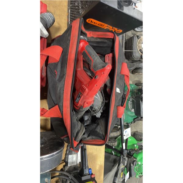 3 CORDLESS SKT POWER TOOLS-CIRCULAR SAW, RECIPROCATING SAW & DRILL IN TOOL BAG