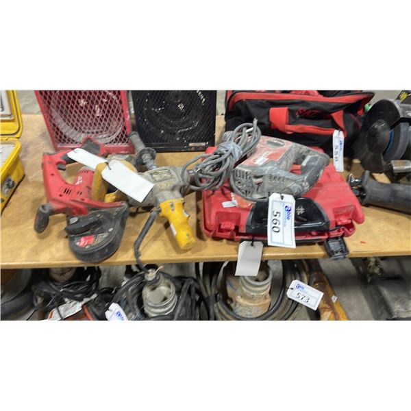 HILTI TE-7C ROTARY HAMMER, DEWALT DW131 SPADE HANDLE DRILL, CORDLESS MILWAUKEE BAND SAW, HILTI TE 2