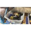 Image 7 : SHELF OF ASSORTED TOOLS, GAUGES, AIR HOSE, MULTIMETER, BITS, MAKITA GRINDER, SENCO NAIL GUN, TORCHES