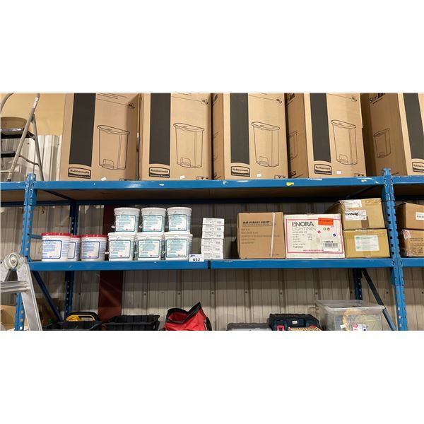 9 BUCKETS OF MASTIC ADHESIVE, 3 BUCKETS OF MASTIC PRIMER, 6 MAINLINE P-TRAPS, MAINLINE