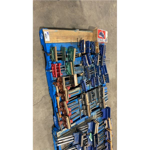 PALLET OF ASSORTED SMALL HEAVY DUTY UNDER TABLE MOUNTED INDUSTRIAL VISE *MUST TAKE ALL*