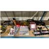 Image 4 : SHELF OF ASSORTED ITEMS- TACKLIFE CORDLESS DRILL WITH SOCKETS, HARDWARE, CAT RATCHET STRAPS, WORK