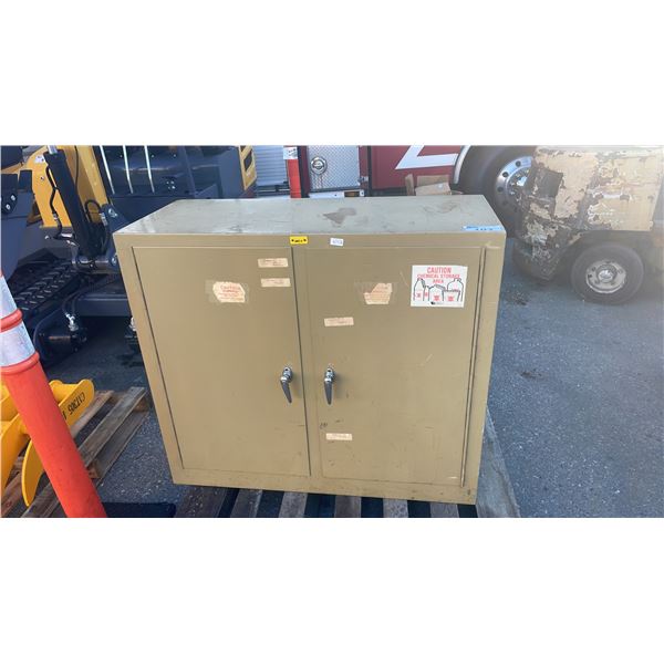 BEIGE 2 DOOR CHEMICAL STORAGE CABINET APPROX 44"W X 18"D X 39"H