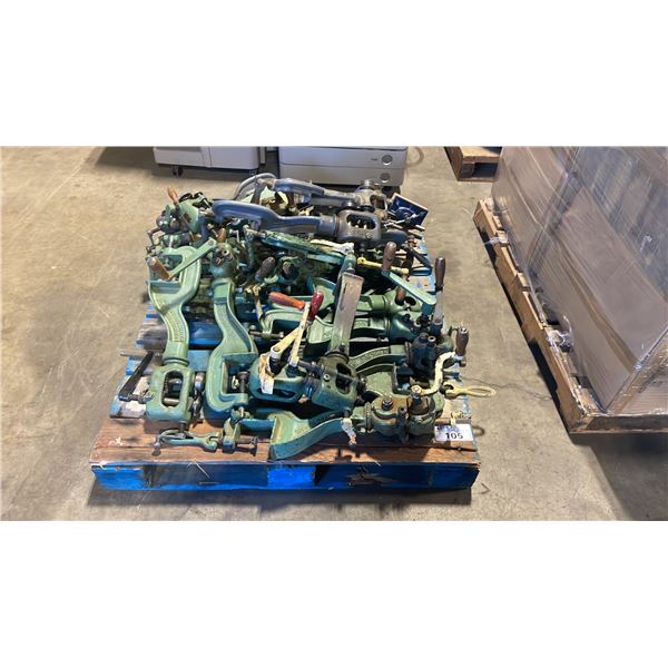 PALLET OF ASSORTED BROWN BOGGS CO TABLE MOUNTED METAL BENDERS