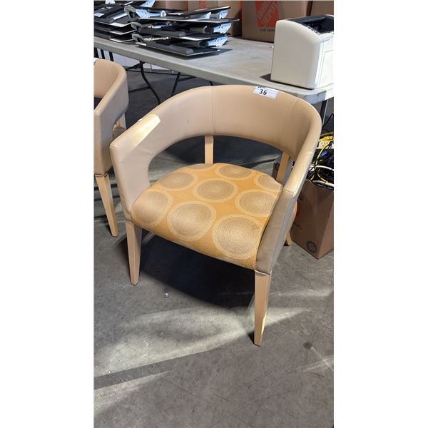 KIMBALL BEIGE PATTERNED CLIENT CHAIR