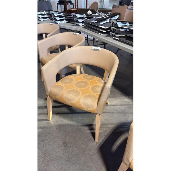 KIMBALL BEIGE PATTERNED CLIENT CHAIR