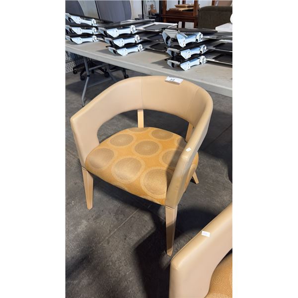 KIMBALL BEIGE PATTERNED CLIENT CHAIR