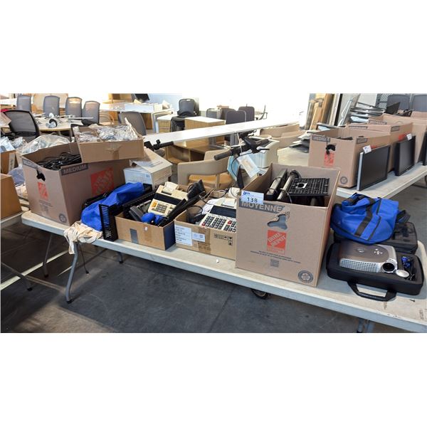 TABLE LOT OF MISC ELECTRONICS INC. SMALL MONITORS, MISC AND MORE