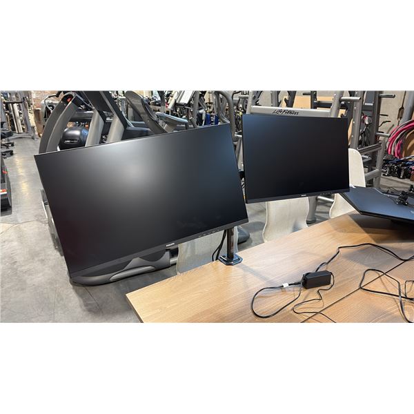 2 PHILIPS 27" MONITOR C/W DUAL MONITOR STAND