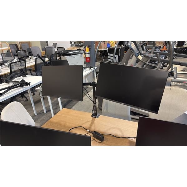 2 PHILIPS 27" MONITOR C/W DUAL MONITOR STAND