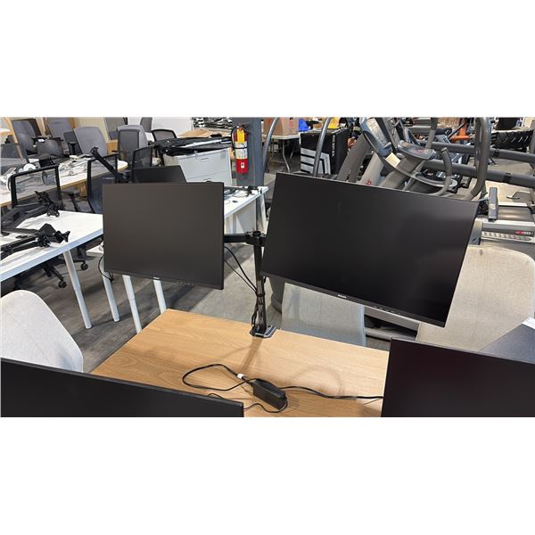 2 PHILIPS 27" MONITOR C/W DUAL MONITOR STAND