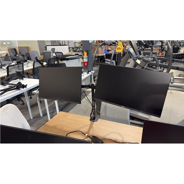 2 PHILIPS 27" MONITOR C/W DUAL MONITOR STAND