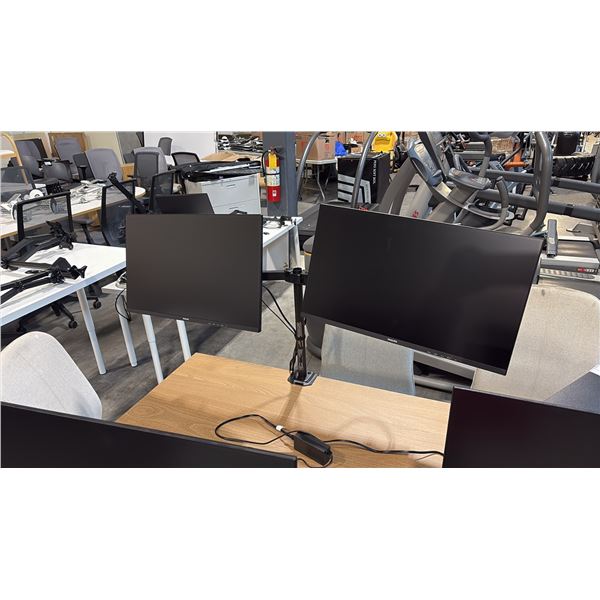 2 PHILIPS 27" MONITOR C/W DUAL MONITOR STAND