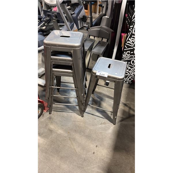 4 GREY METAL STOOLS
