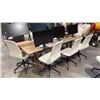 Image 1 : ASH LAMINATE 95" X 37" DINING TABLE C/W 10 MATCHING MOBILE DINING CHAIRS