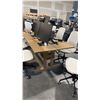 Image 2 : ASH LAMINATE 95" X 37" DINING TABLE C/W 10 MATCHING MOBILE DINING CHAIRS