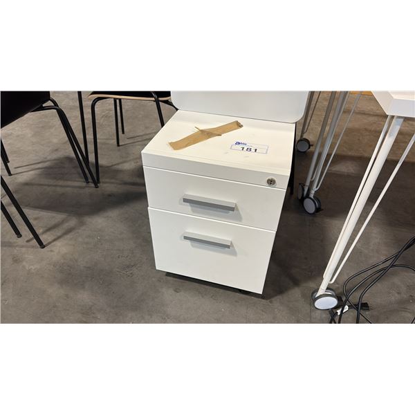 WHITE 2-DRAWER MOBILE FILE UNIT