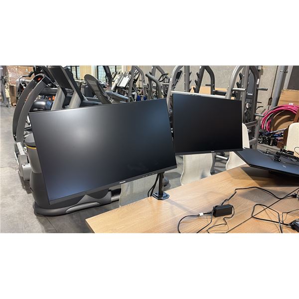 2 PHILIPS 27" MONITOR C/W DUAL MONITOR STAND