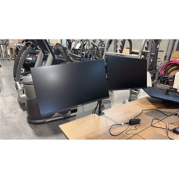 2 PHILIPS 27" MONITOR C/W DUAL MONITOR STAND