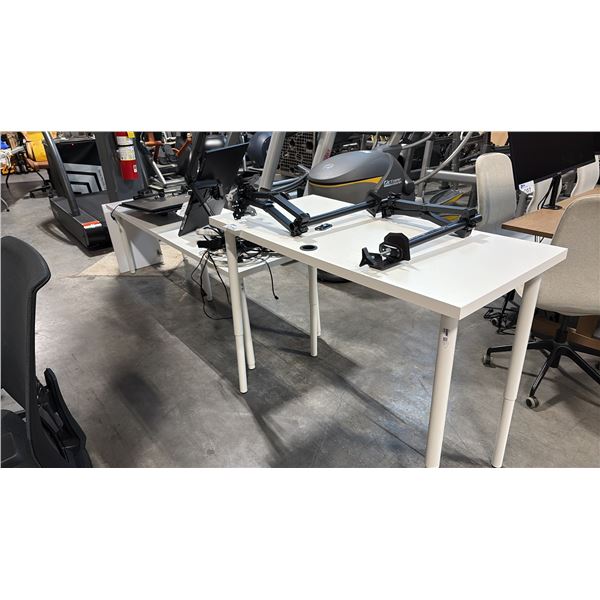 2 WHITE UTILITY TABLES 78" AND 48"W