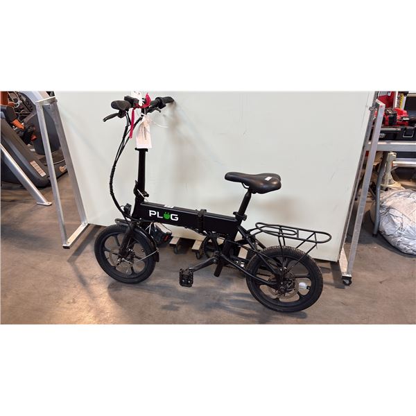 BLACK PLUG SINGLE-SPEED FOLDABLE E-BIKE - NO CHARGER NO KEY