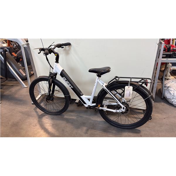 WHITE RIDE QUEST 8-SPEED FRONT-SUSPENSION E-BIKE - NO CHARGER NO KEY