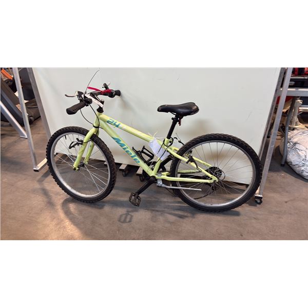 YELLOW GREEN MIELE 24O 6-SPEED KIDS MOUNTAIN BIKE