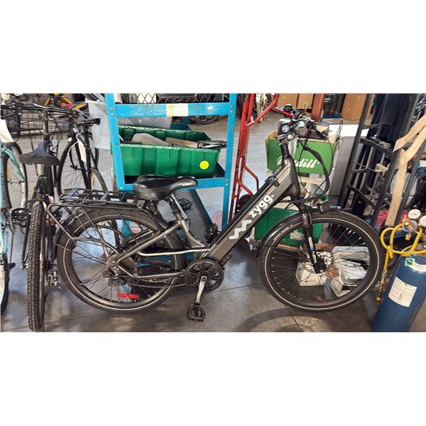 BLACK ZYGG NEX FRONT-SUSPENSION 9-SPEED E-BIKE - NO CHARGER NO KEY
