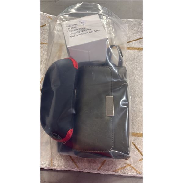 SUNGLASSES, PURSE, WALLET AND SHAMPOO BRUSH
