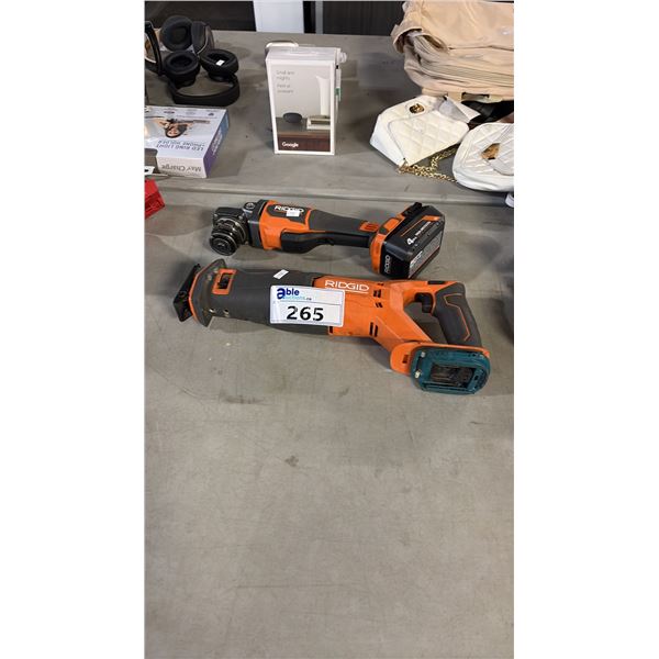 RIGID POWER TOOLS INCL R8646, GRINDER AND A BATTERY