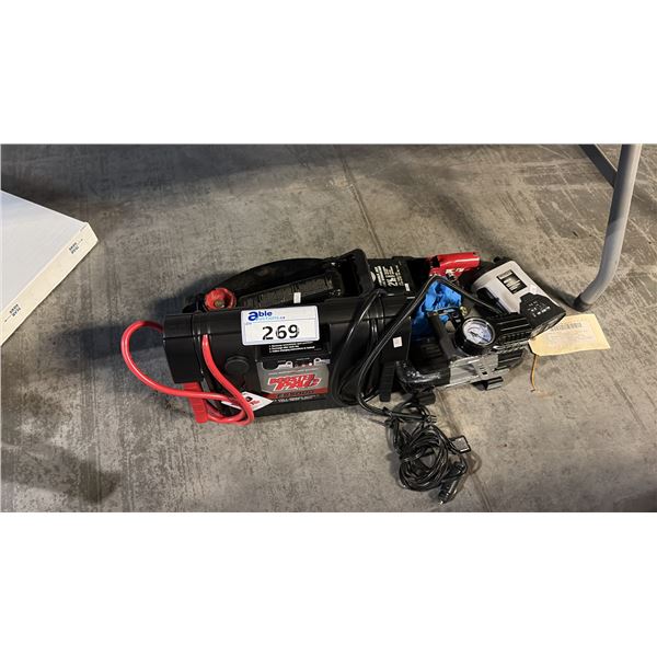 BOOSTER PAC ES5000 12-VOLT PORTABLE JUMP STARTER BY CLORE AUTOMOTIVE, PROPOINT 12V DC COMPRESSOR