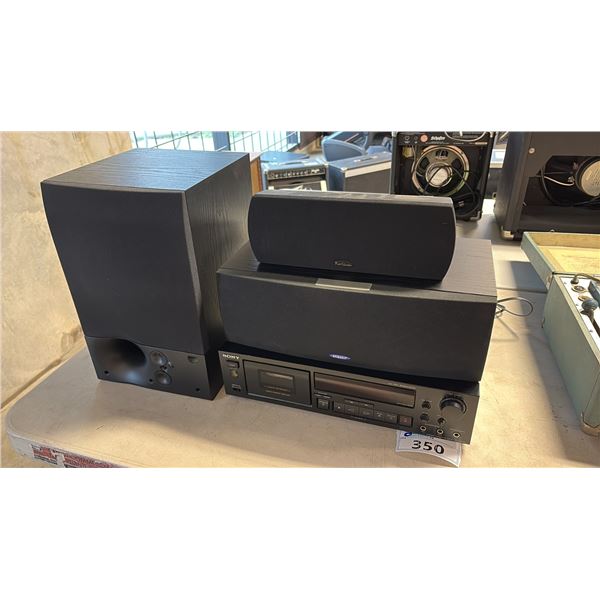 MIXED ITEMS INCL SONY HX PRO RECORDER,2 ENERGY AND PRO-LINEAR PLX101 SPEAKERS