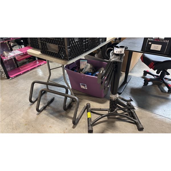 2 ROGUE FORMED PARALLETES AND A LIFT STAND