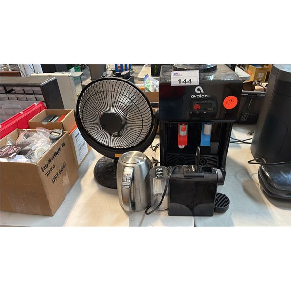 CUISINART PERFECTEMP KETTLE, NESPRESSO, DISC HEATER AND AVALON HOT/COLD WATER DISPENSER