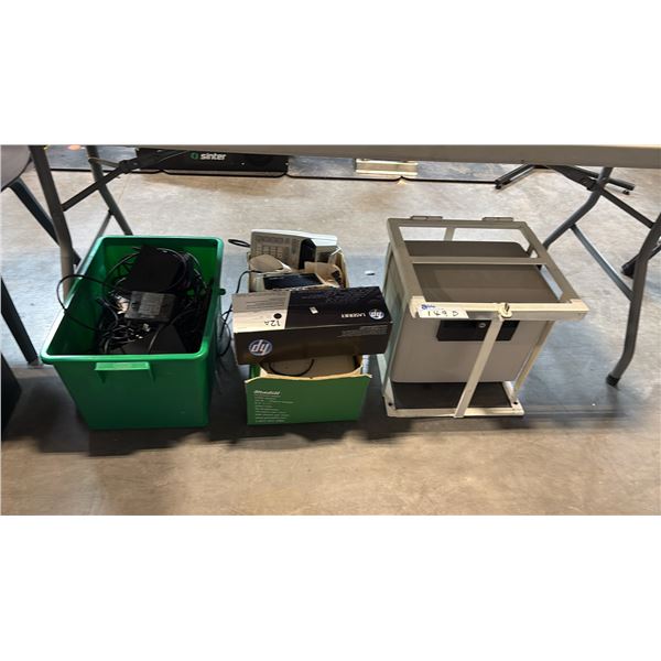 LOT OF ASSORTED ELECTRONICS AND SENTRY 1170 FIRE SAFE W/O KEY/OPENED