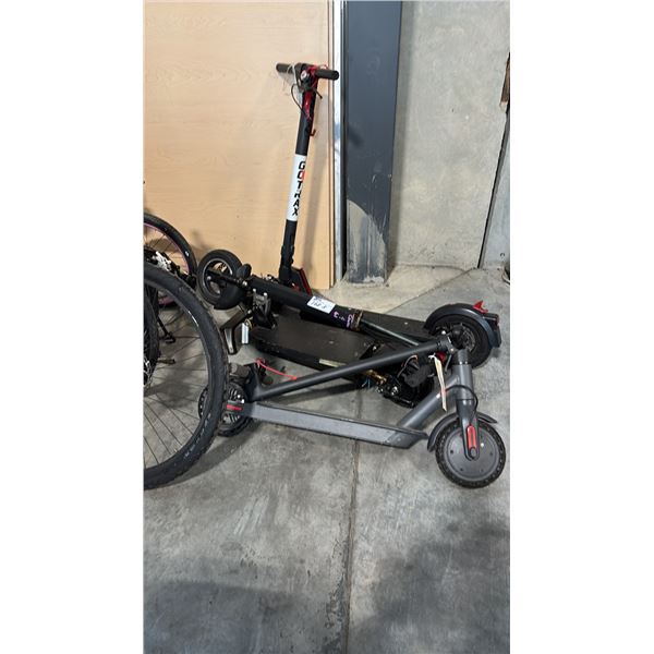 3 ASSORTED E-SCOOTERS FOR PARTS - NO KEYS NO CHARGER
