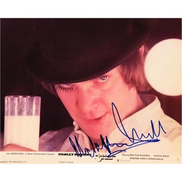 Malcolm McDowell facsimile signed A Clockwork Orange photo
