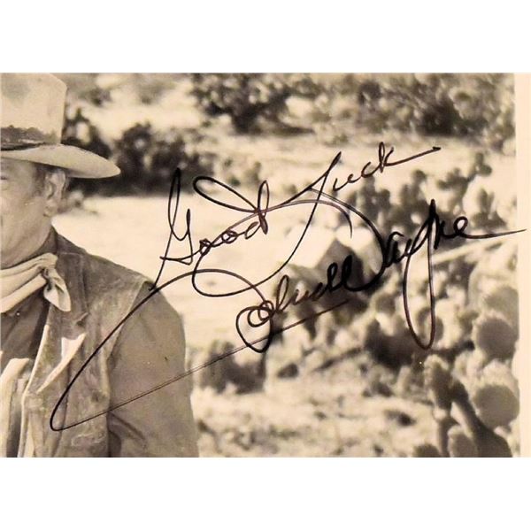 John Wayne signed movie still photo