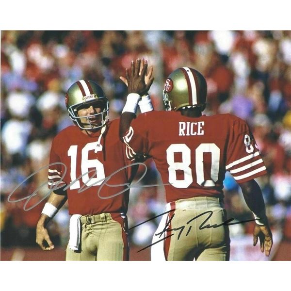 San Francisco 49ers Joe Montana and Jerry Rice facsimile signed  photo