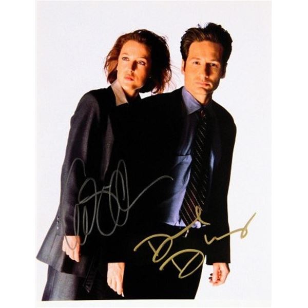 Gillian Anderson and David Duchovny X Files facsimile signed promo photo