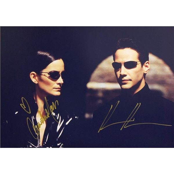 The Matrix Keanu Reeves and Carrie- Anne Moss facsimile signed movie photo