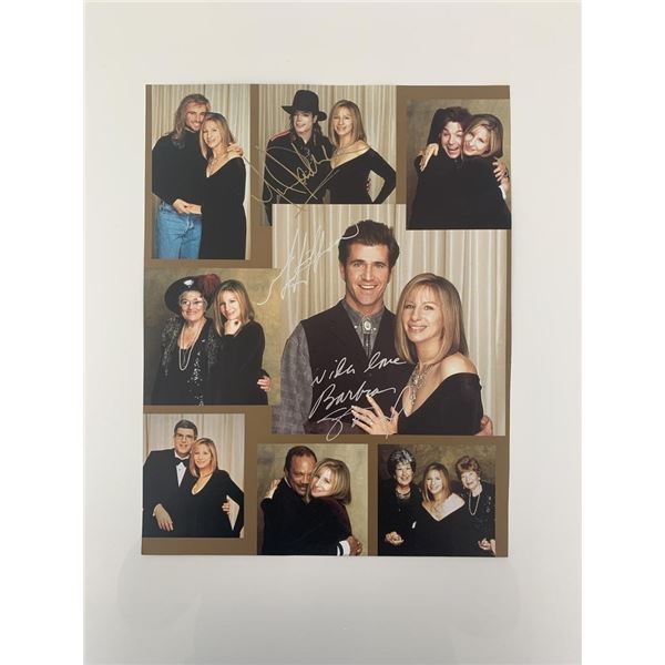 Barbara Streisand, Michael Jackson and Mel Gibson signed collage photo