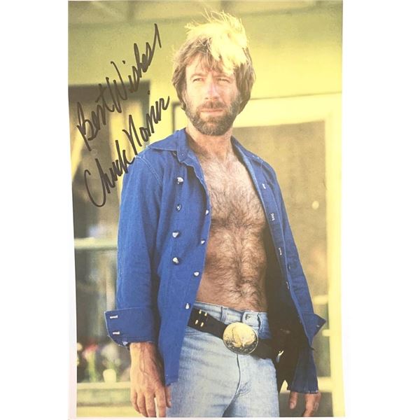 Chuck Norris facsimile signed photo